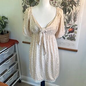Isabel Beige Floral Tie-Front Mini Dress XS